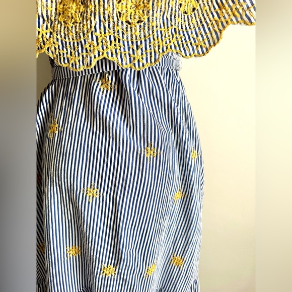 Flying Tomato Cotton Blend Embroidered Off-Shoulder Striped Sundress SZ M - Picture 5 of 9